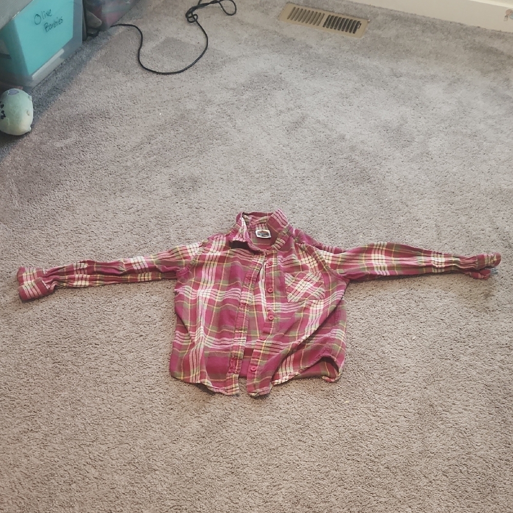 Plaid Kids flannel- Pink and Green